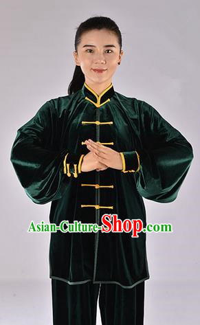 Top Upset South Korea Velvet Pleuche Kung Fu Costume Martial Arts Kung Fu Training Uniform Tang Suit Gongfu Shaolin Wushu Clothing Tai Chi Taiji Teacher Suits Uniforms for Women