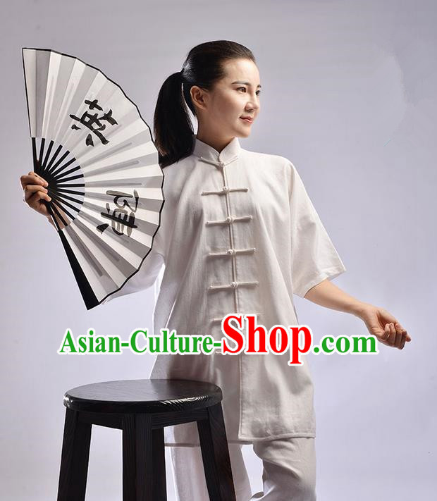 Top Linen Kung Fu Costume Martial Arts Kung Fu Training Uniform Gongfu Shaolin Wushu Clothing Tai Chi Taiji Teacher Suits Uniforms for Women