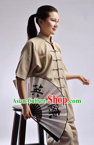 Top Linen Kung Fu Costume Martial Arts Kung Fu Training Uniform Gongfu Shaolin Wushu Clothing Tai Chi Taiji Teacher Suits Uniforms for Women