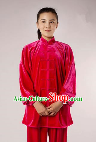 Top Upset South Korea Velvet Pleuche Kung Fu Costume Martial Arts Kung Fu Training Uniform Tang Suit Gongfu Shaolin Wushu Clothing Tai Chi Taiji Teacher Suits Uniforms for Women