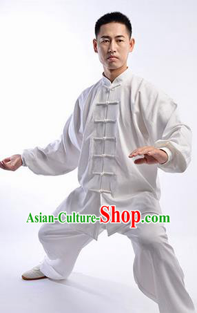 Top Chinese Traditional Natural Linen Kung Fu Costume Martial Arts Kung Fu Training Uniform Gongfu Shaolin Wushu Clothing Tai Chi Taiji Teacher Suits Uniforms for Men