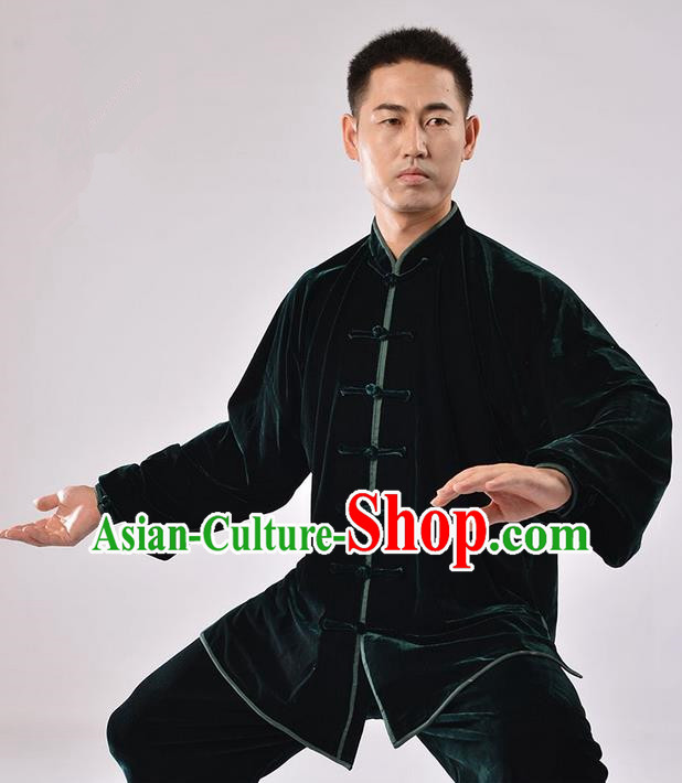 Top Thicken Pleuche Kung Fu Costume Martial Arts Kung Fu Training Uniform Gongfu Shaolin Wushu Clothing Tai Chi Taiji Teacher Suits Uniforms for Men