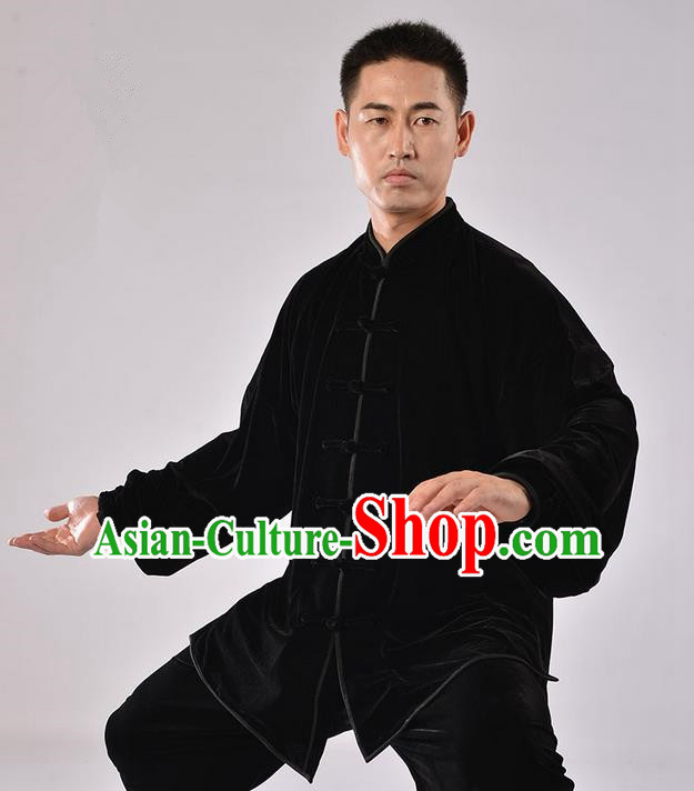 Top Thicken Pleuche Kung Fu Costume Martial Arts Kung Fu Training Uniform Gongfu Shaolin Wushu Clothing Tai Chi Taiji Teacher Suits Uniforms for Men