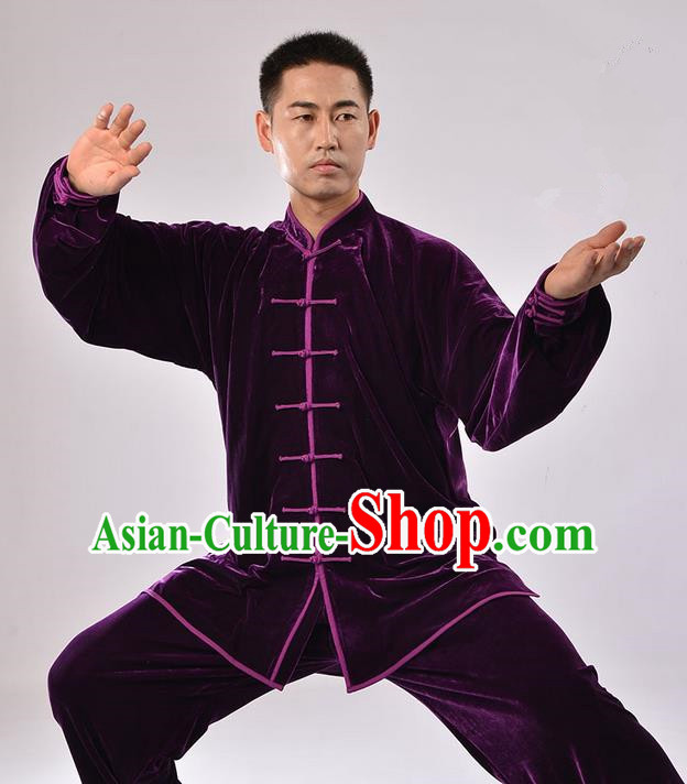 Top Thicken Pleuche Kung Fu Costume Martial Arts Kung Fu Training Uniform Gongfu Shaolin Wushu Clothing Tai Chi Taiji Teacher Suits Uniforms for Men