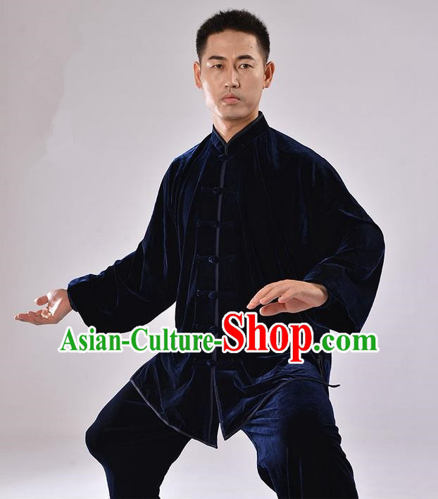 Top Thicken Pleuche Kung Fu Costume Martial Arts Kung Fu Training Uniform Gongfu Shaolin Wushu Clothing Tai Chi Taiji Teacher Suits Uniforms for Men