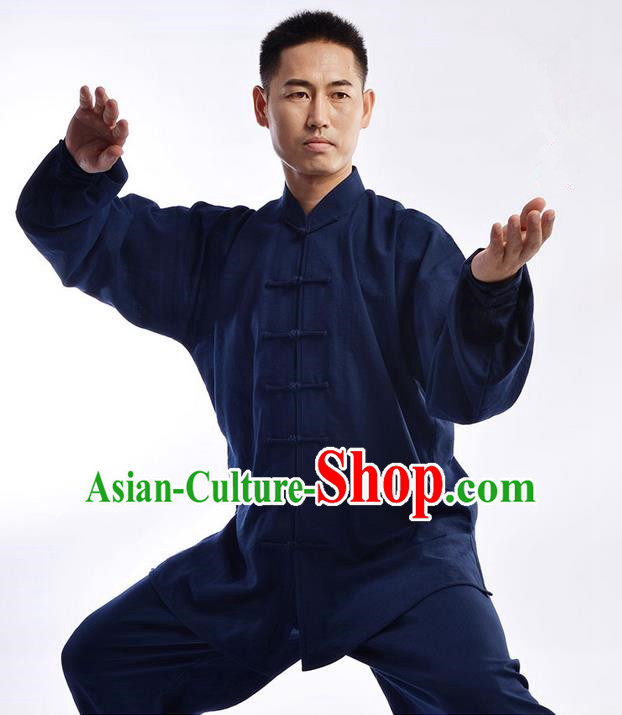 Traditional Chinese Top Signature Cotton Kung Fu Costume Martial Arts Kung Fu Training Uniform Gongfu Shaolin Wushu Clothing Tai Chi Taiji Teacher Suits Uniforms for Men