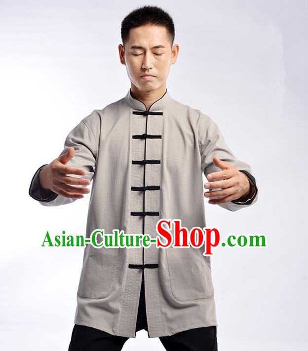 Traditional Chinese Top Cross Elastic Linen Kung Fu Costume Martial Arts Kung Fu Training Uniform Gongfu Shaolin Wushu Clothing Tai Chi Taiji Teacher Suits Uniforms for Men