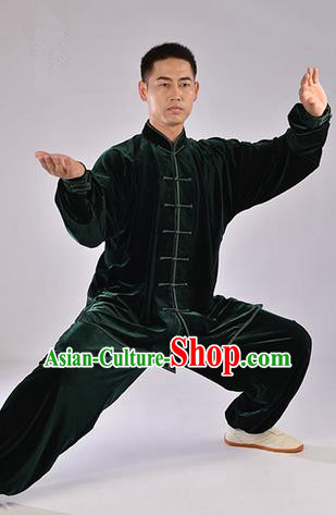 Traditional Chinese Top Upset South Korea Velvet Pleuche Kung Fu Costume Martial Arts Kung Fu Training Uniform Tang Suit Gongfu Shaolin Wushu Clothing Tai Chi Taiji Teacher Suits Uniforms for Men