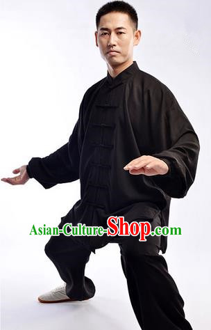 Traditional Chinese Top Signature Cotton Kung Fu Costume Martial Arts Kung Fu Training Uniform Gongfu Shaolin Wushu Clothing Tai Chi Taiji Teacher Suits Uniforms for Men