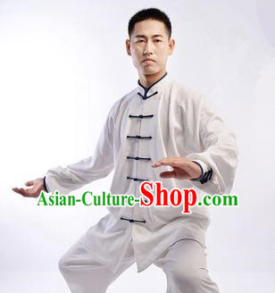 Traditional Chinese Top Linen Kung Fu Costume Martial Arts Kung Fu Training Uniform Tang Suit Gongfu Shaolin Wushu Clothing Tai Chi Taiji Teacher Suits Uniforms for Men