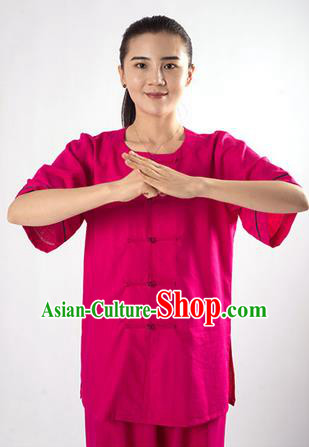 Traditional Chinese Fine Linen Kung Fu Costume Martial Arts Kung Fu Training Uniform Tang Suit Gongfu Shaolin Wushu Clothing Tai Chi Taiji Teacher Suits Uniforms for Women