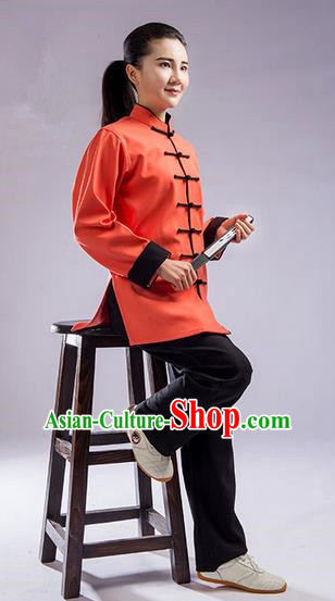 Traditional Chinese Thickening Cotton Linen Kung Fu Costume with Velvet Martial Arts Kung Fu Training Uniform Tang Suit Gongfu Shaolin Wushu Clothing Tai Chi Taiji Teacher Suits Uniforms for Women