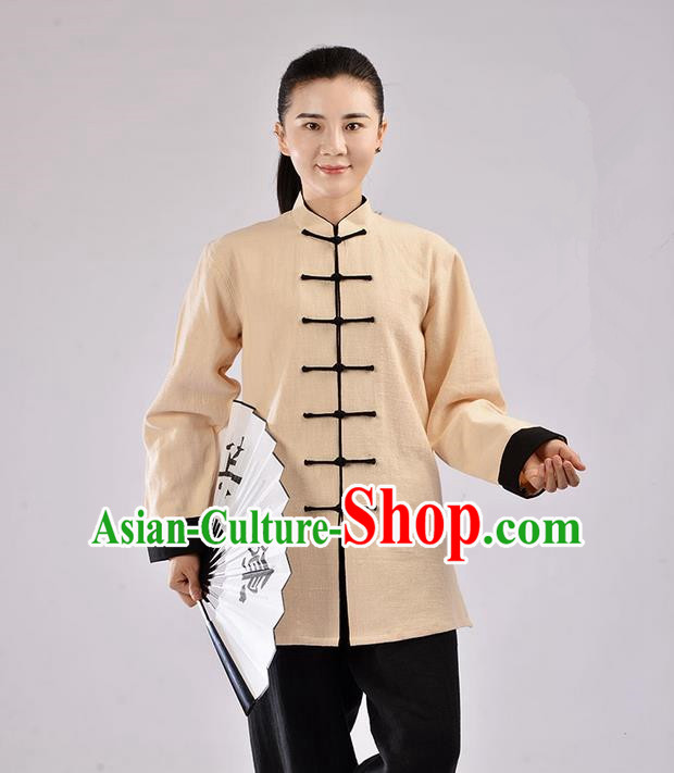 Traditional Chinese Thickening Cotton Linen Kung Fu Costume Martial Arts Kung Fu Training Uniform Tang Suit Gongfu Shaolin Wushu Clothing Tai Chi Taiji Teacher Suits Uniforms for Women