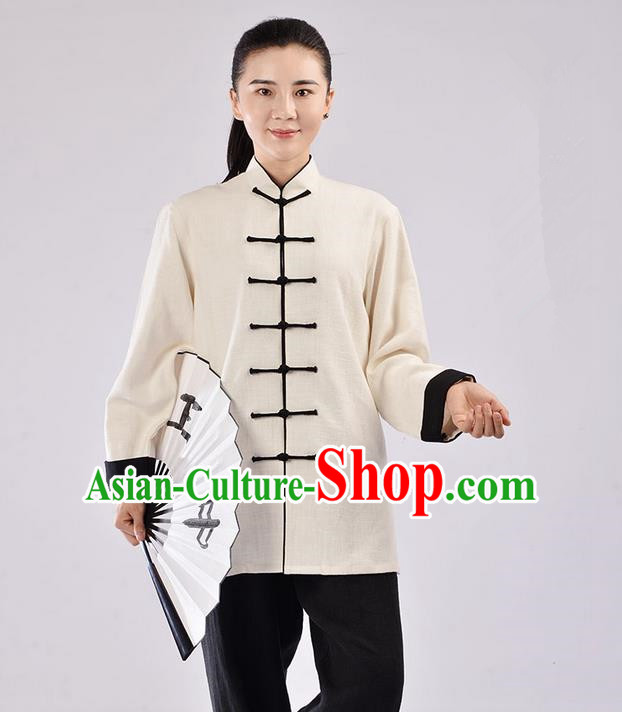 Traditional Chinese Thickening Cotton Linen Kung Fu Costume Martial Arts Kung Fu Training Uniform Tang Suit Gongfu Shaolin Wushu Clothing Tai Chi Taiji Teacher Suits Uniforms for Women