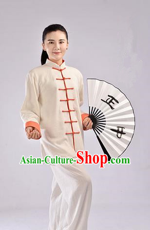 Traditional Chinese Thickening Cotton Linen Kung Fu Costume Martial Arts Kung Fu Training Uniform Tang Suit Gongfu Shaolin Wushu Clothing Tai Chi Taiji Teacher Suits Uniforms for Women