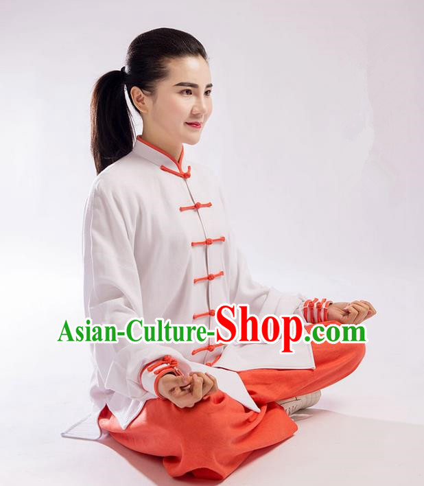 Traditional Chinese Linen Kung Fu Costume Martial Arts Kung Fu Training Uniform Tang Suit Gongfu Shaolin Wushu Clothing Tai Chi Taiji Teacher Suits Uniforms for Women