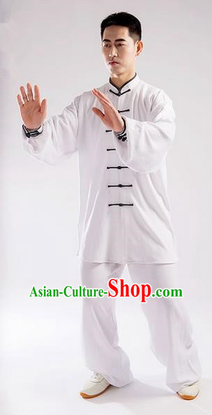 Traditional Chinese Linen Kung Fu Costume Martial Arts Kung Fu Training Uniform Tang Suit Gongfu Shaolin Wushu Clothing Tai Chi Taiji Teacher Suits Uniforms for Men