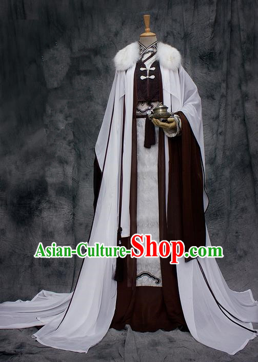 Chinese Ancient Cosplay Costumes, Chinese Traditional Embroidered Prince Clothes, Ancient Chinese Cosplay Swordsman Knight Costume Complete Set For Men