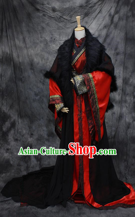 Chinese Ancient Cosplay Costumes, Chinese Traditional Embroidered Royal Prince Clothes, Ancient Chinese Cosplay Swordsman Knight Costume Complete Set For Men