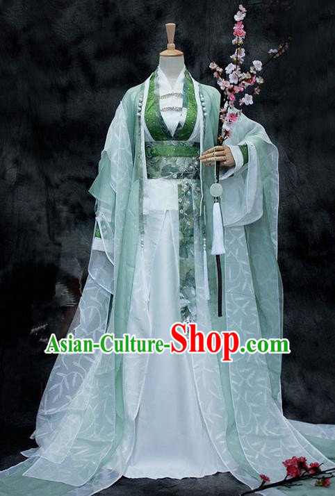 Chinese Ancient Cosplay Costumes, Chinese Traditional Embroidered Royal Prince Clothes, Ancient Chinese Cosplay Swordsman Knight Costume Complete Set for Men