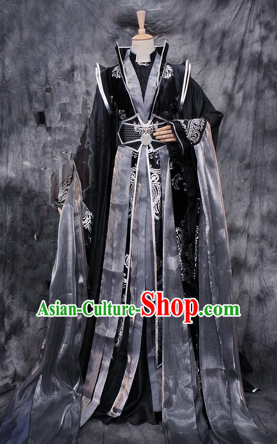 Chinese Ancient Cosplay Costumes, Chinese Traditional Embroidered Royal Prince Clothes, Ancient Chinese Cosplay Swordsman Knight Costume Complete Set for Men