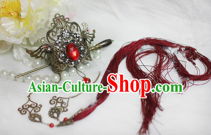 Chinese Ancient Cosplay Hair Accessories, Chinese Traditional Royal Prince Hair Tuinga, Ancient Chinese Cosplay Swordsman Knight Hairpin for Men
