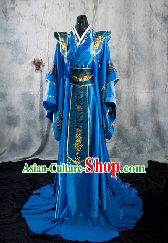 Chinese Ancient Cosplay Costumes, Chinese Traditional Embroidered Prince Clothes, Ancient Chinese Cosplay Swordsman Knight Costume Complete Set For Men