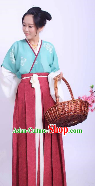 Traditional Chinese Tang Dynasty Princess Embroidered Costume, Asian China Ancient Imperial Concubine Hanfu Clothing for Women