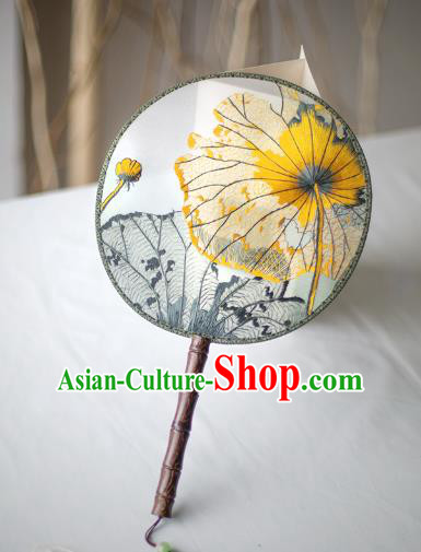 Traditional Chinese Palace Lady Accessories Hanfu Embroidered Flowers Fans, Asian China Ancient Round Fan for Women