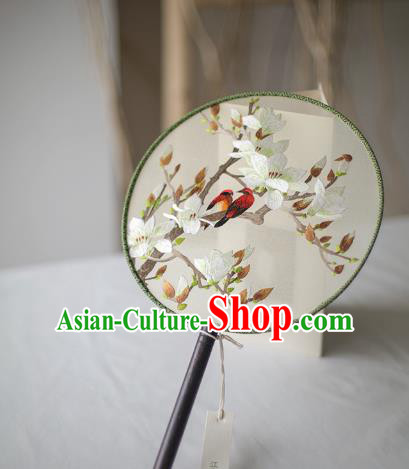 Traditional Chinese Palace Lady Accessories Hanfu Embroidered Peach Blossom Fans, Asian China Ancient Round Fan for Women