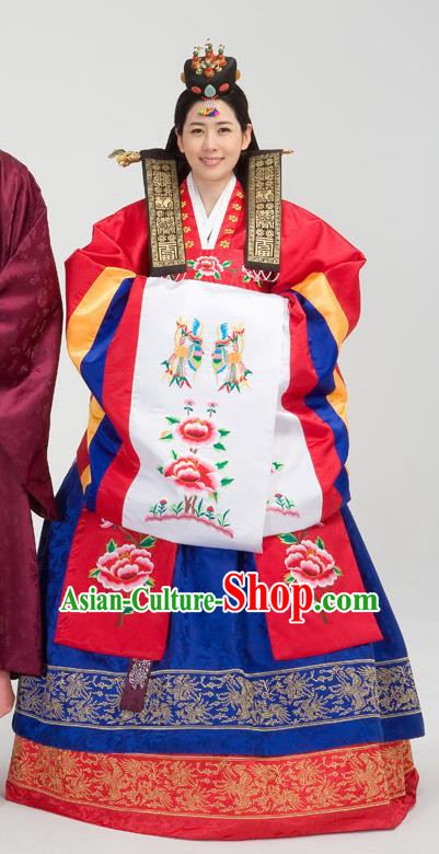 Traditional Korean Costumes Palace Lady Formal Attire Ceremonial Wedding Dress, Asian Korea Hanbok Court Bride Embroidered Clothing for Women