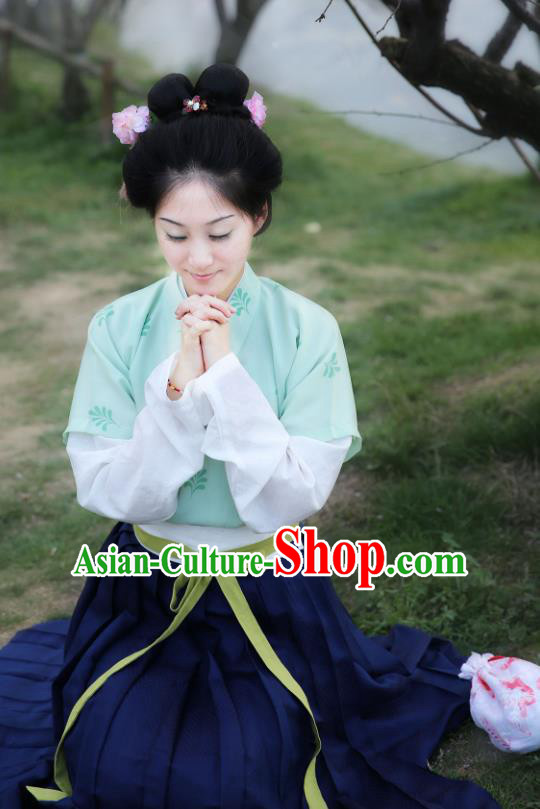 Traditional Chinese Tang Dynasty Young Lady Embroidered Costume, Asian China Ancient Hanfu Princess Dress Clothing