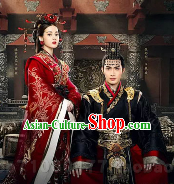 Traditional Ancient Chinese Imperial Lady Wedding Dresses with Long Trail