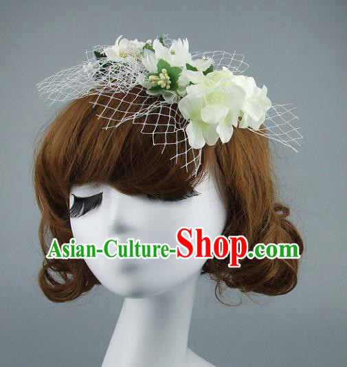 Top Grade Handmade Wedding Hair Accessories Model Show Yellow Flowers Hair Stick, Baroque Style Bride Deluxe Headwear for Women