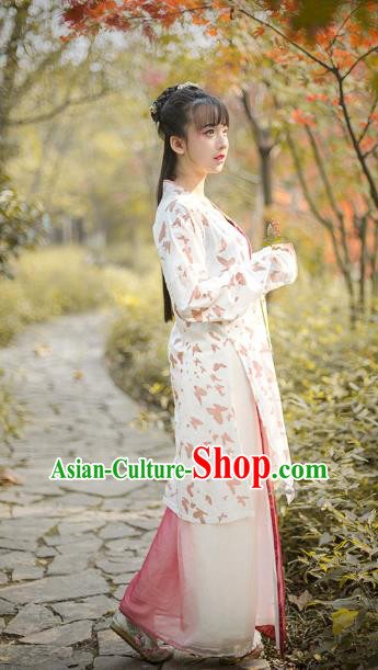 Traditional Chinese Song Dynasty Young Lady Embroidered Costume, Asian China Ancient Hanfu Dress Clothing for Women