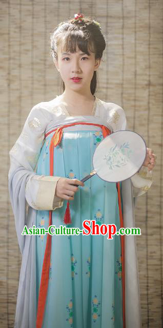 Traditional Chinese Tang Dynasty Princess Embroidered Costume, Asian China Ancient Hanfu Slip Skirt Clothing for Women