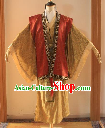 Traditional Ancient Chinese Hanfu Costume, Asian Chinese Han Dynasty Minister Clothing for Men