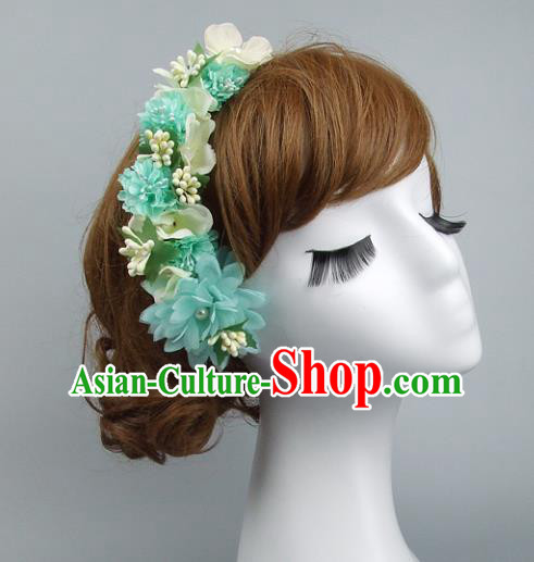 Top Grade Handmade Wedding Hair Accessories Green Flowers Hair Stick, Baroque Style Bride Headwear for Women