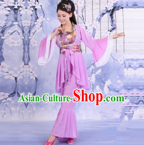 Traditional Ancient Chinese Palace Lady Dance Costume, Asian Chinese Tang Dynasty Imperial Consort Purple Dress Clothing for Women