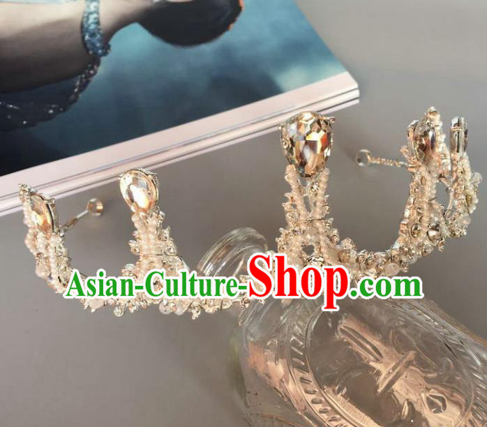 Handmade Baroque Hair Accessories Model Show Crystal Royal Crown, Bride Ceremonial Occasions Headwear for Women