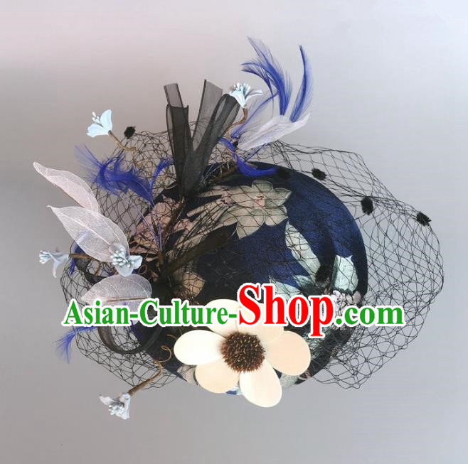 Handmade Baroque Hair Accessories Flowers Top Hats, Bride Ceremonial Occasions Headwear for Women