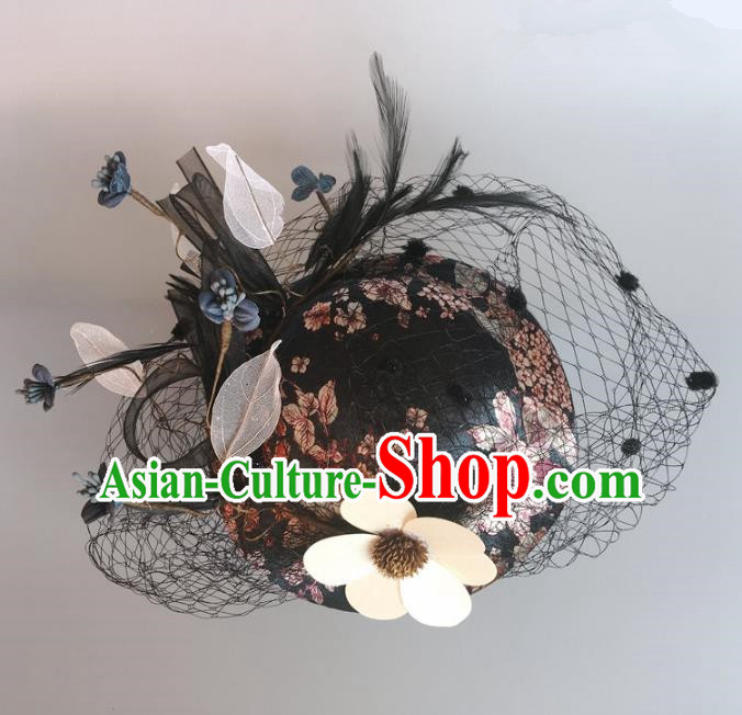 Handmade Baroque Hair Accessories Flowers Top Hats, Bride Ceremonial Occasions Headwear for Women