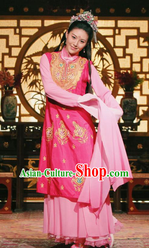 Traditional Chinese Qing Dynasty Imperial Concubine Dance Costume, Asian China Ancient Palace Lady Water Sleeve Embroidered Clothing