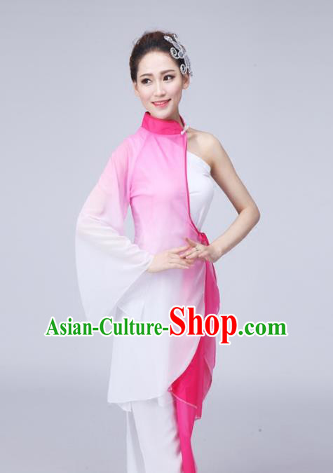 Traditional Chinese Yangge Fan Dance Costume, Folk Dance Uniform Classical Dance Pink Dress Clothing for Women