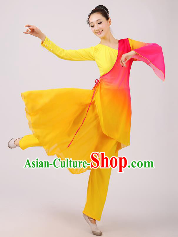 Traditional Chinese Yangge Dance Costume, Folk Fan Dance Yellow Uniform Classical Dance Clothing for Women