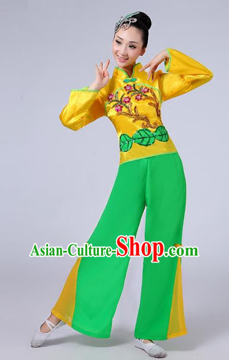 Traditional Chinese Classical Yanko Dance Costume, Folk Yangge Fan Dance Uniform Waist Drum Dance Clothing for Women