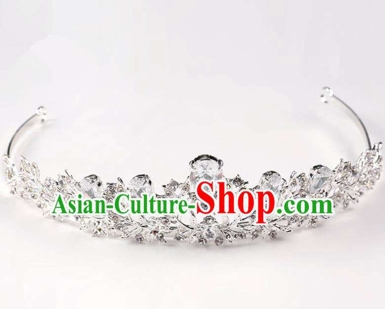 Handmade Children Hair Accessories Crystal Royal Crown, Princess Halloween Model Show Headwear Hair Clasp for Kids