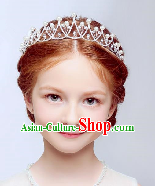 Handmade Children Hair Accessories Princess Headwear Model Show Girls Crystal Royal Crown for Kids