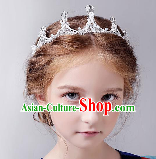 Handmade Children Hair Accessories Princess Headwear Model Show Girls Crystal Royal Crown for Kids