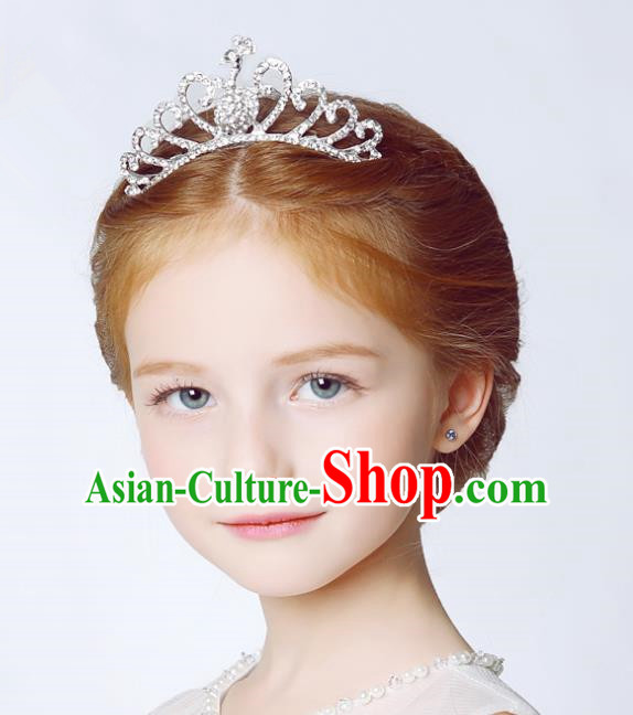 Handmade Children Hair Accessories Crystal Royal Crown, Princess Model Show Headwear Hair Clasp for Kids